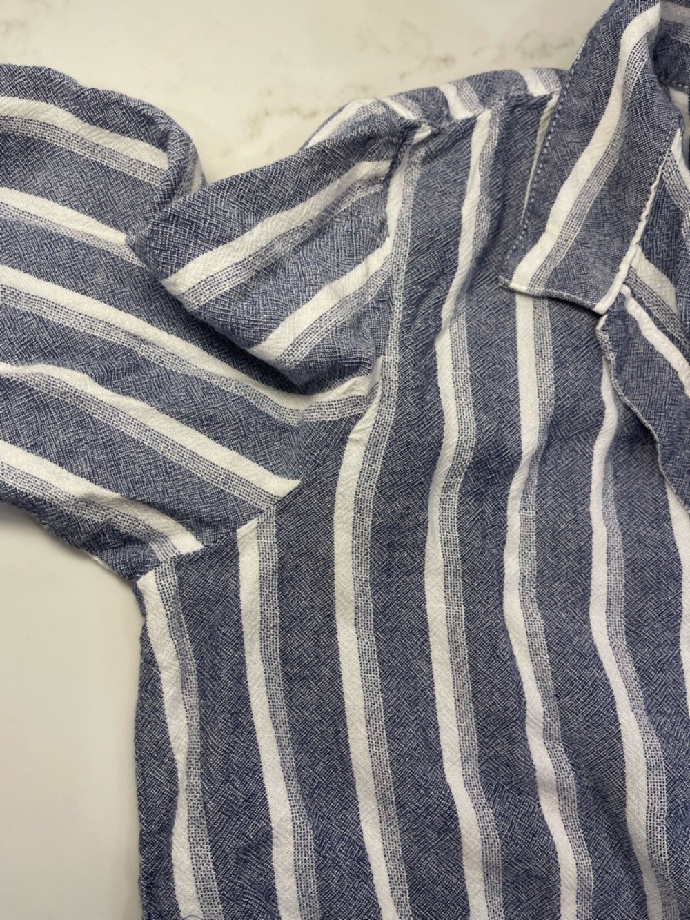 Like NEW! Bella Dahl Striped Button-Front Tie Hem Top - Blue & White - Picture 8 of 16